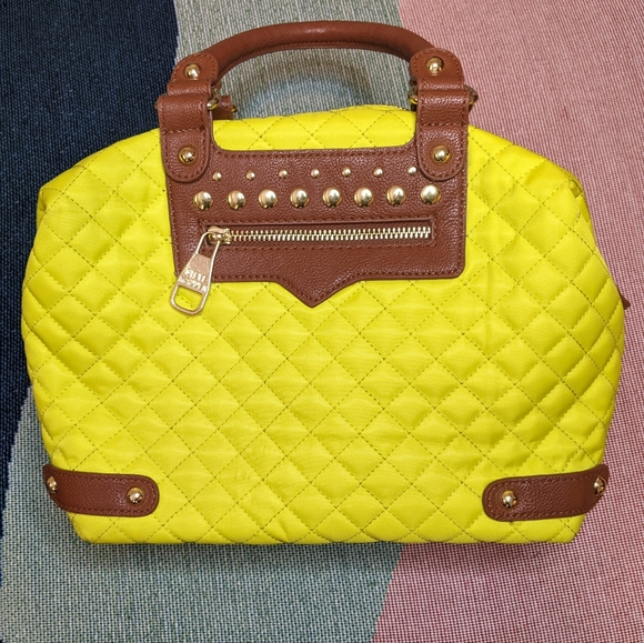 Steve Madden Neon Green Brown Handle Shoulder Handbag - Picture 3 of 10